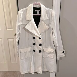 White Patent Leather Peacoat Trench